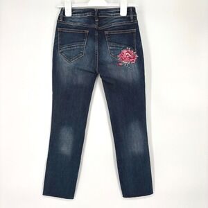 Driftwood Womens Colette Jeans Sz 25 Floral Embroidered Dark Wash Classic Fit